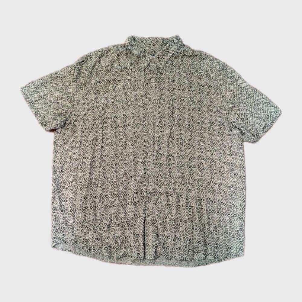 Nat Nast Shirt Mens 2XL Brown Geometric Short Sleeve Silk Blend Camp